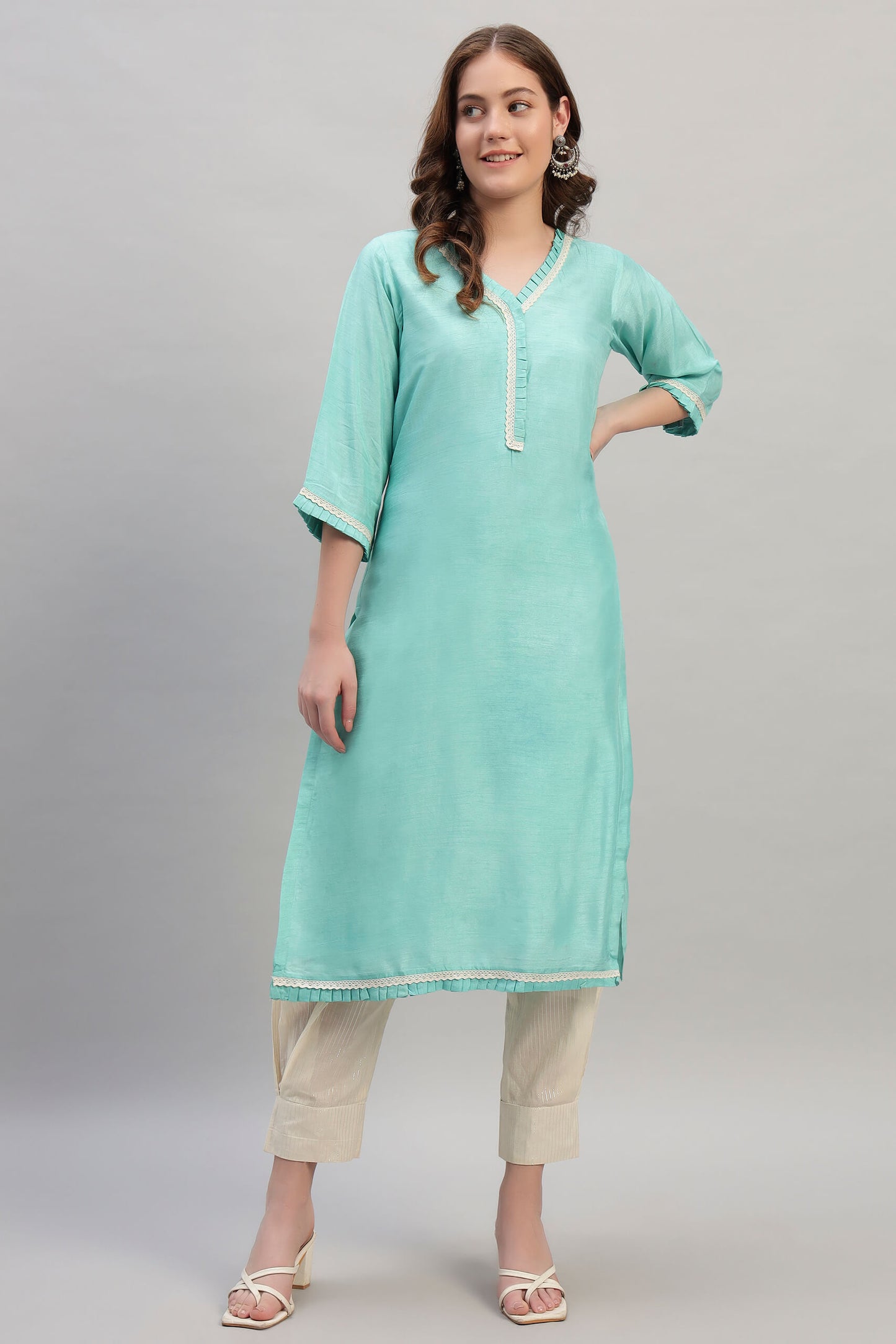 Cambric Cotton Kurta with Afghani Pant
