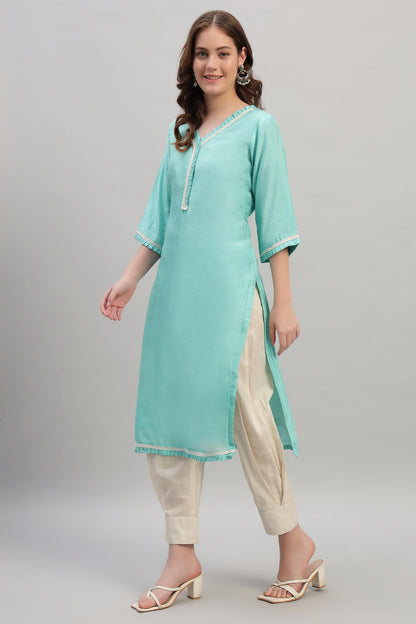 Cambric Cotton Kurta with Afghani Pant