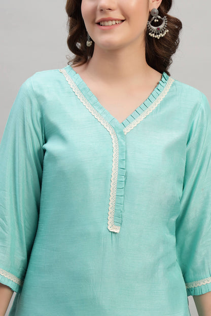 Cambric Cotton Kurta with Afghani Pant