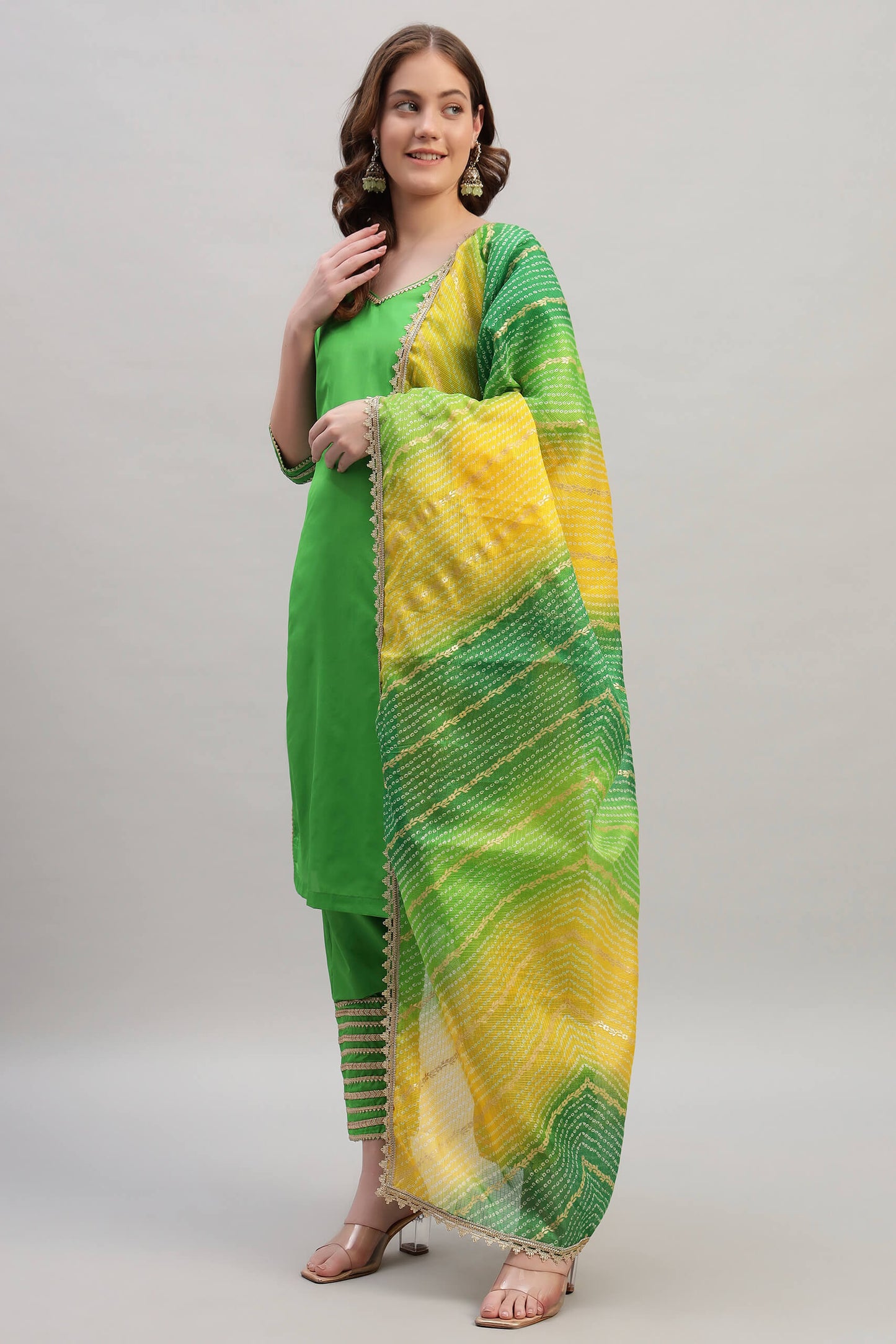 Silk Kurta Set with Kotadoria Dupatta