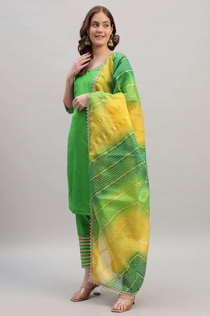 Silk Kurta Set with Kotadoria Dupatta