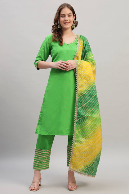 Silk Kurta Set with Kotadoria Dupatta