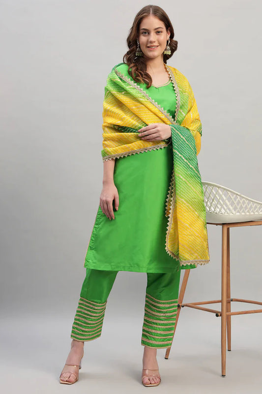 Silk Kurta Set with Kotadoria Dupatta