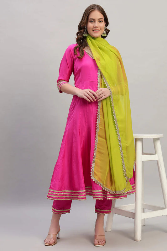 Silk Anarkali Kurta Set