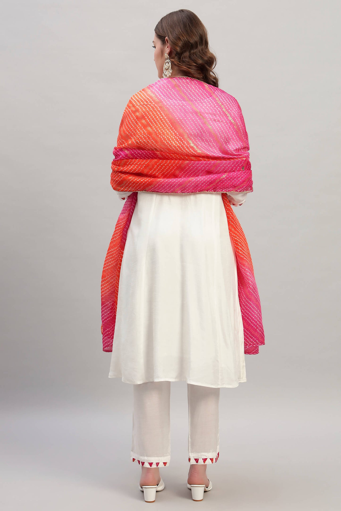 Dola Silk A-Line Kurta Set with Kotadoria Dupatta