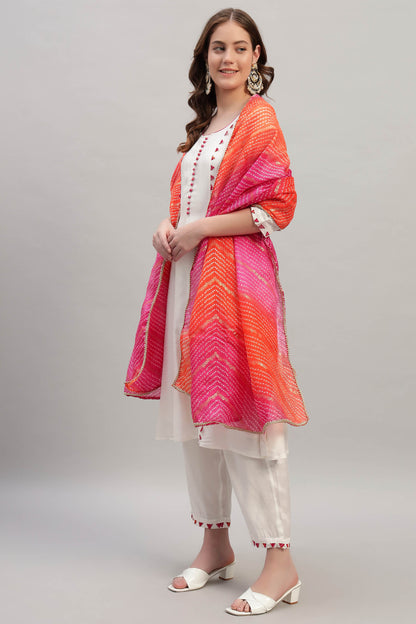 Dola Silk A-Line Kurta Set with Kotadoria Dupatta