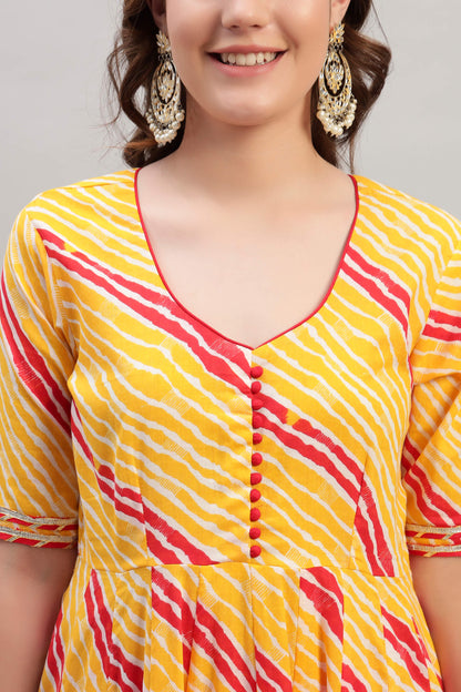 Hand Block Cotton Anarkali Kurta Set