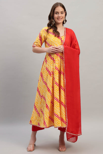 Hand Block Cotton Anarkali Kurta Set