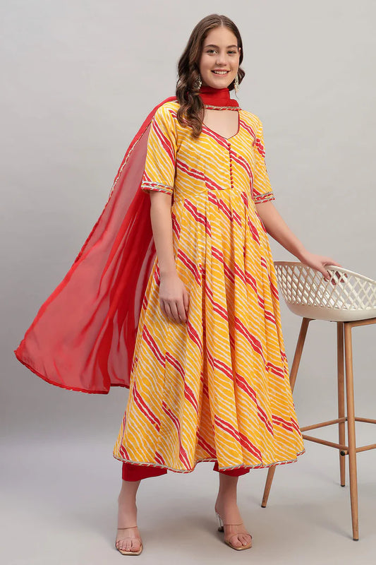 Hand Block Cotton Anarkali Kurta Set