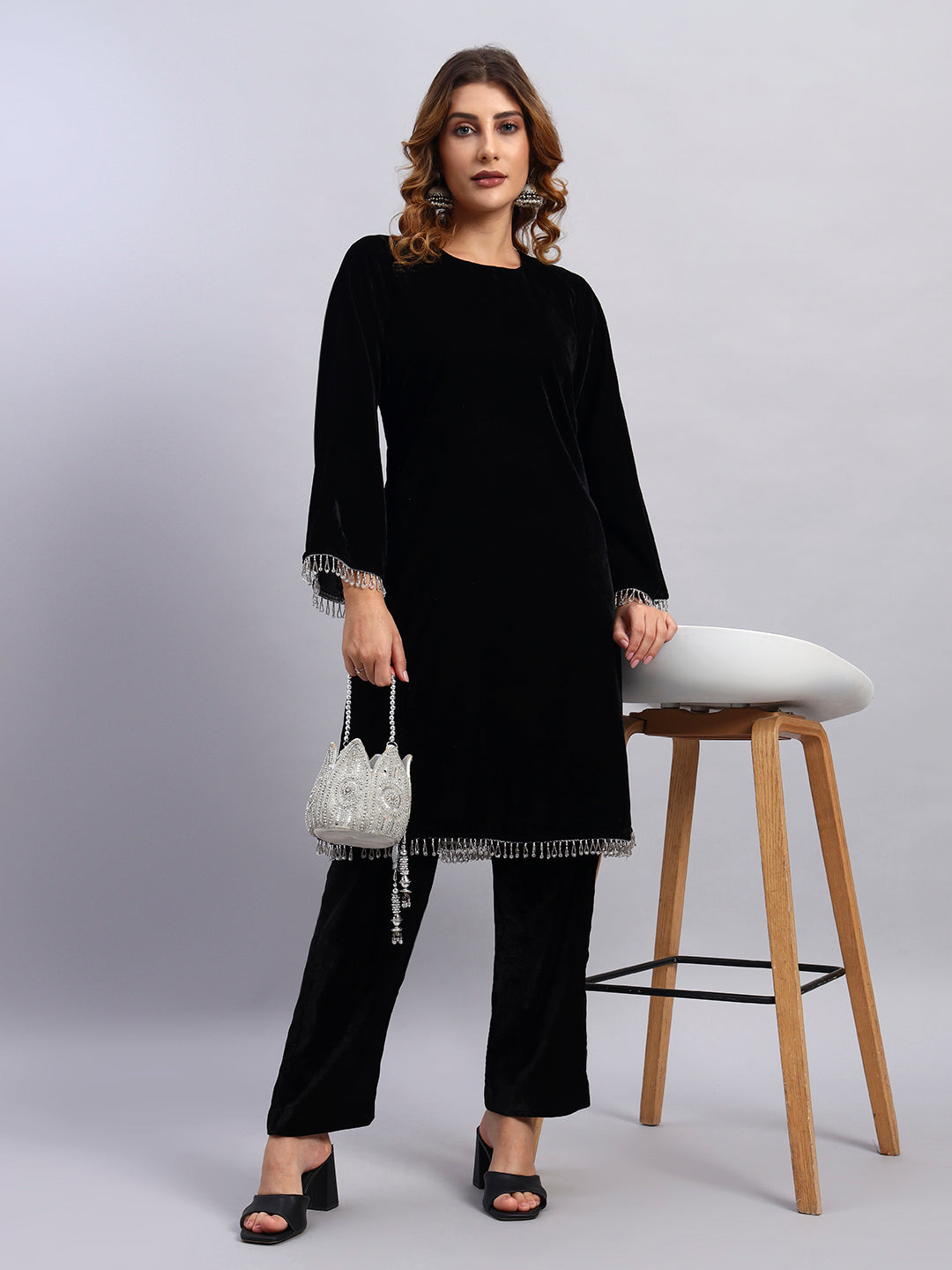 Black Velvet Coord Set