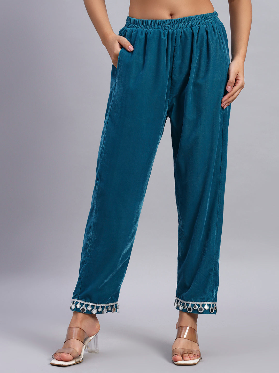 Sky Blue Velvet Coord Set