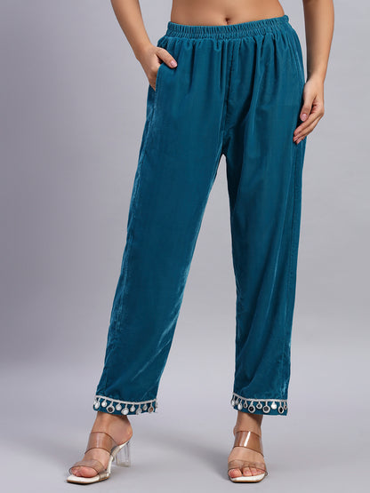 Sky Blue Velvet Coord Set