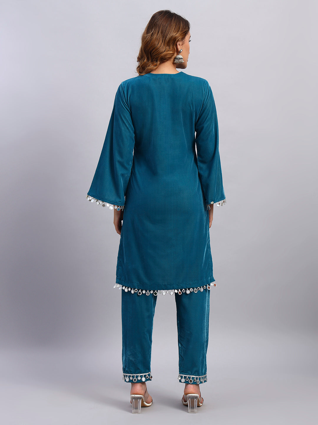 Sky Blue Velvet Coord Set