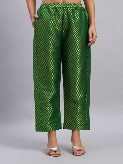 Hand Embroided Kurta and Banarasi Pant with Tissue Silk Dupatta