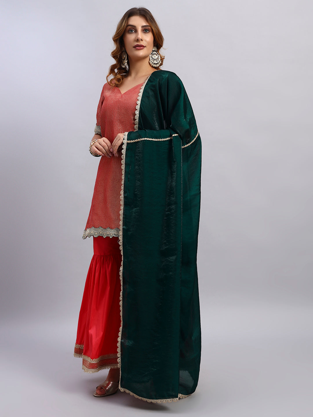 Crush Tissue Silk Sharara Set with Dupatta