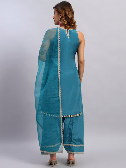 Crepe Silk Kurta and Farsi Salwar with Organza Dupatta