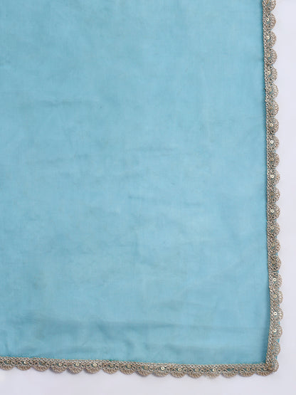 Crepe Silk Kurta and Farsi Salwar with Organza Dupatta