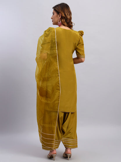 Crepe Silk Kurta and Farsi Salwar with Organza Dupatta