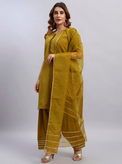 Crepe Silk Kurta and Farsi Salwar with Organza Dupatta