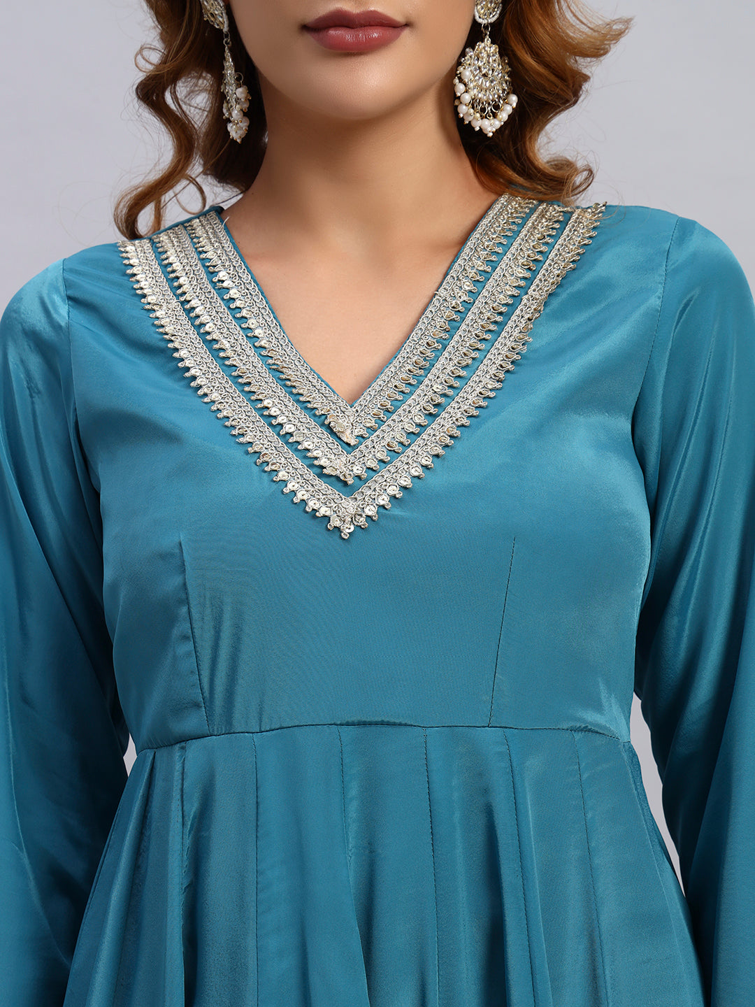 Crepe Silk Anarkali Kurta Set with Tissue Silk Dupatta