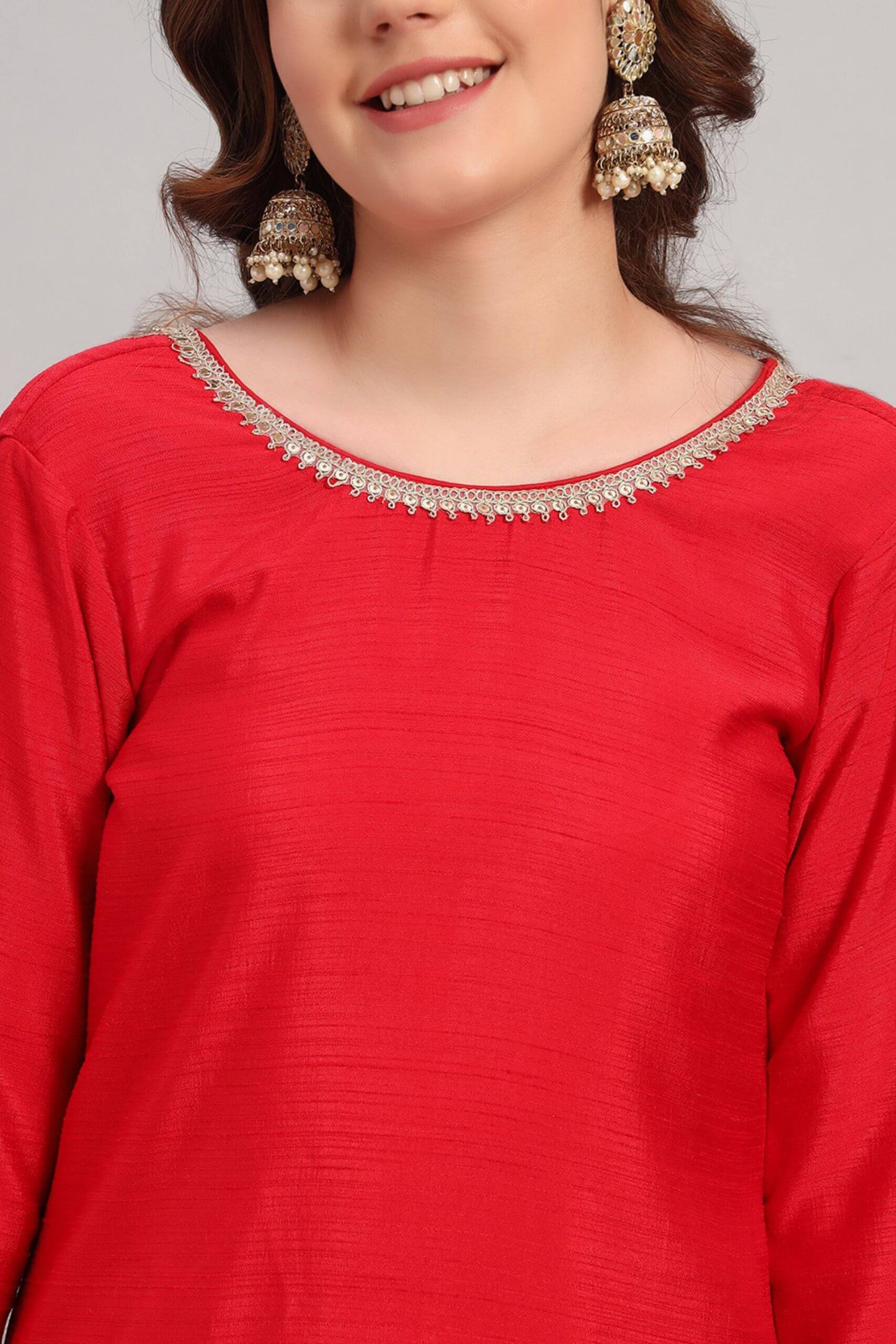 Silk Long Kurta Set with Tissue Silk Dupatta