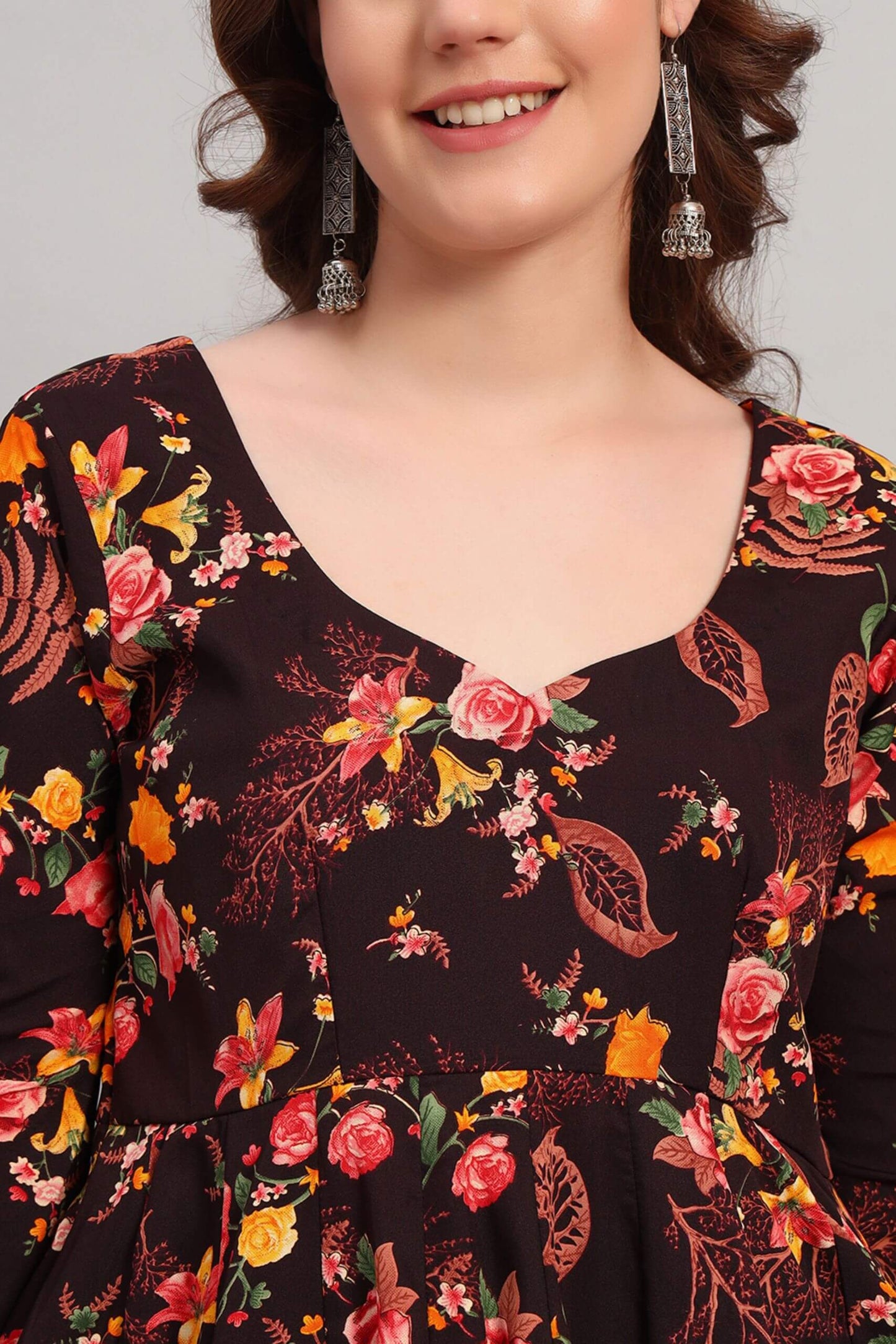 Crepe Floral Print Anarkali Kurta Set