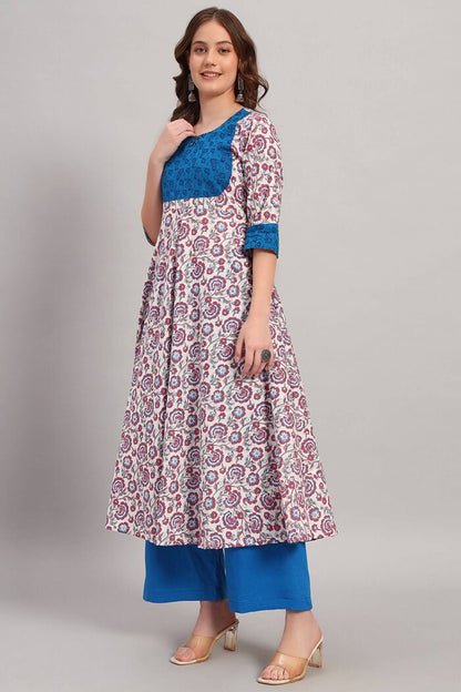 Hand Block Print Cotton Anarkali Kurta Set