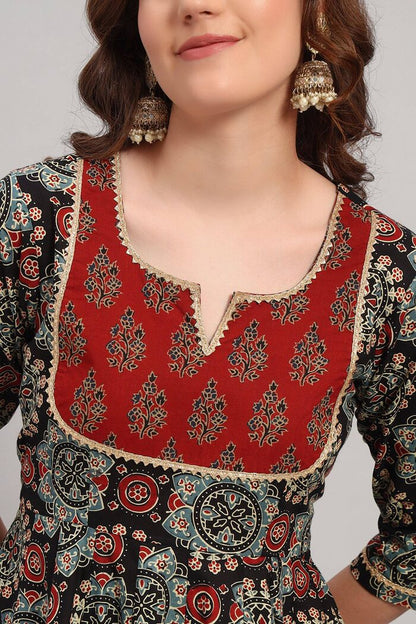 Cotton Hand Block Print Anarkali Kurta Set