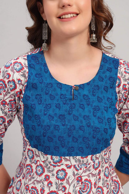 Hand Block Print Cotton Anarkali Kurta Set