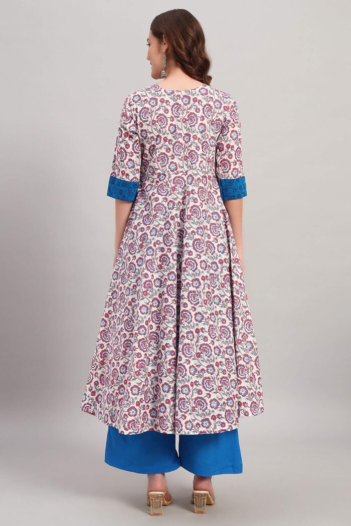 Hand Block Print Cotton Anarkali Kurta Set