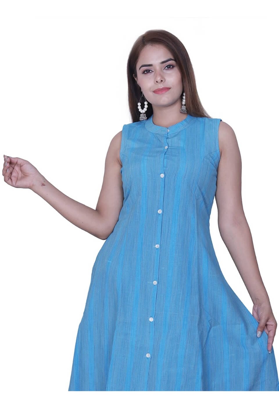 Blue Handloom Cotton Kurti set
