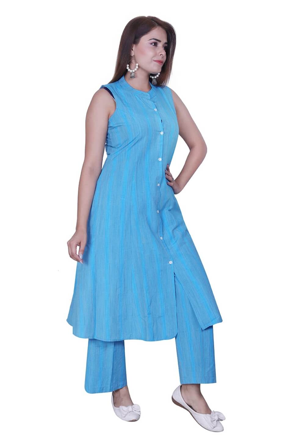 Blue Handloom Cotton Kurti set