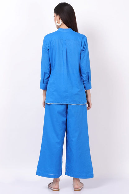 Blue Plain Cotton Co-Ord Set