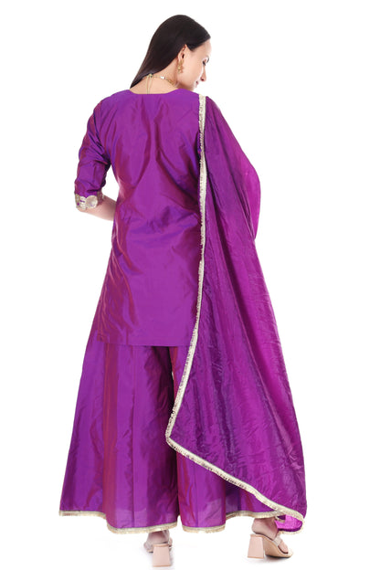 silk sharara set with orgenzza dupatta