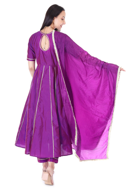 Silk anarkali with orgenzza dupatta