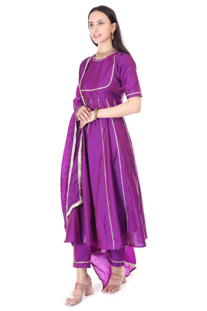 Silk anarkali with orgenzza dupatta