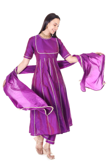 Silk anarkali with orgenzza dupatta