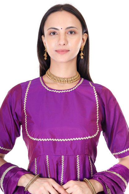 Silk anarkali with orgenzza dupatta