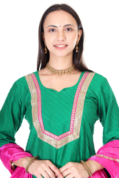 Silk pintuck kurta with salwar and dupatta