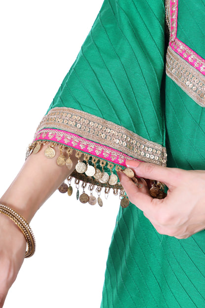 Silk pintuck kurta with salwar and dupatta