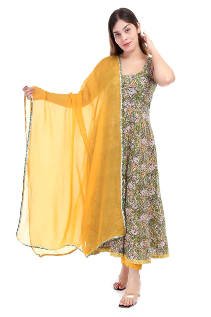 Handblock print cotton Anarkali