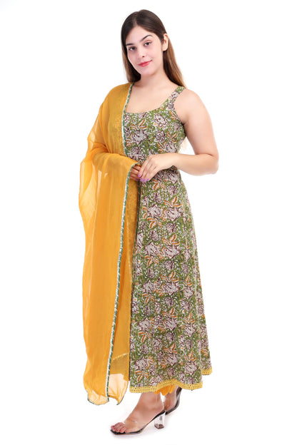 Handblock print cotton Anarkali