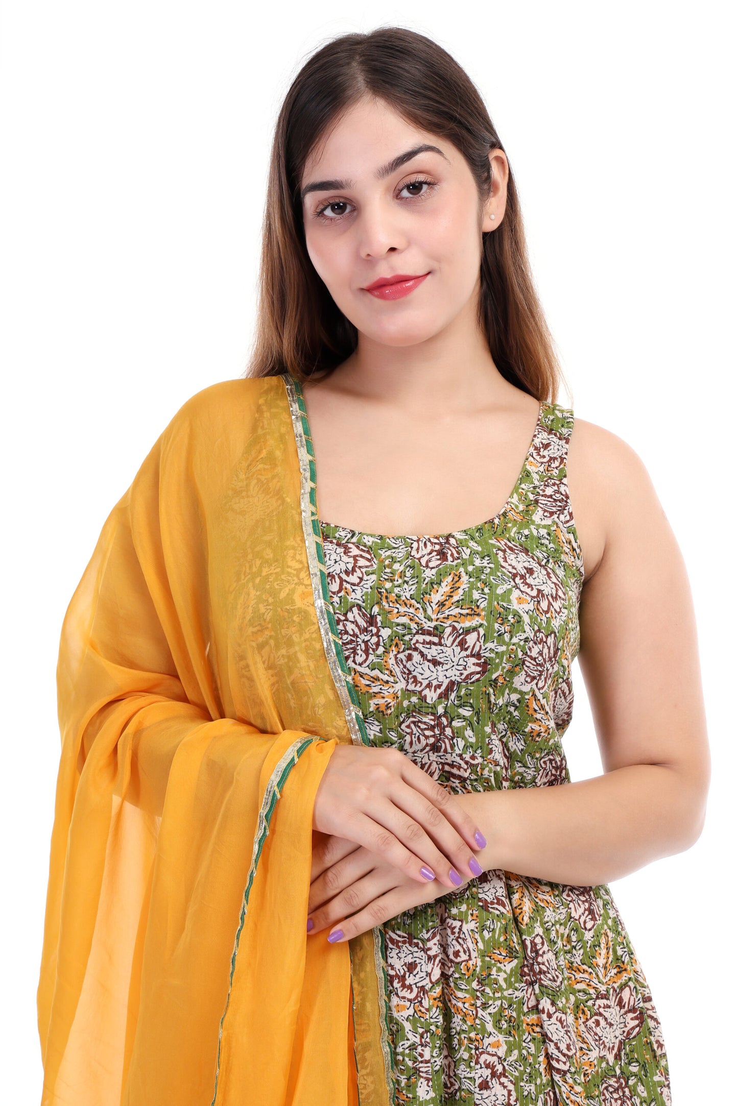 Handblock print cotton Anarkali