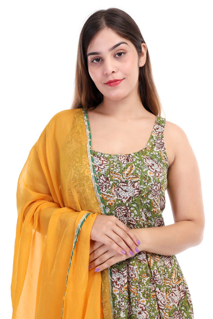 Handblock print cotton Anarkali