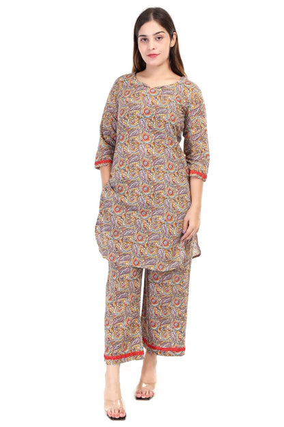 Handblock print cotton coord set