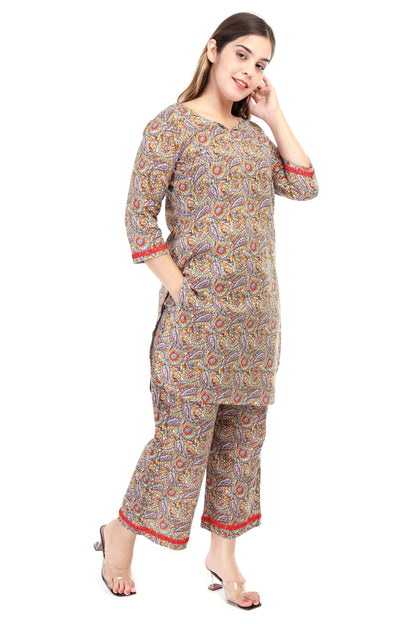 Handblock print cotton coord set