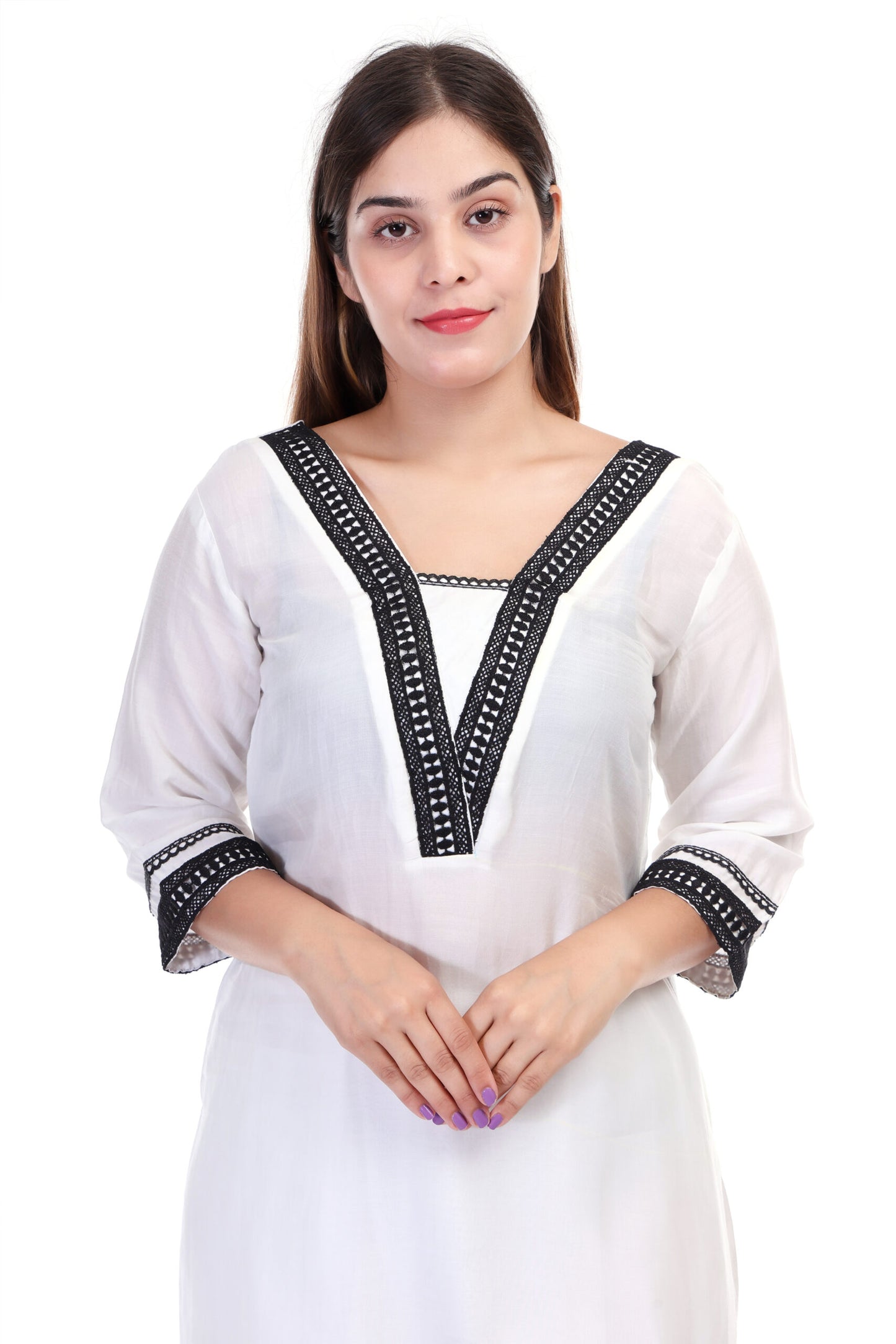 Muslin kurta set with lacework