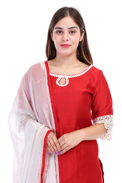 Chanderi silk kurta set with dupatta