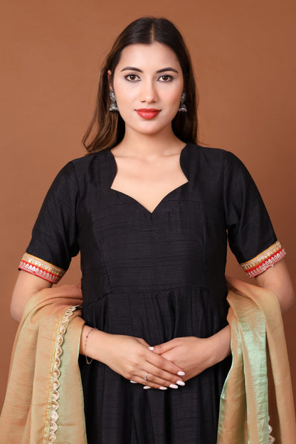 Satin Dupion Anarkali Kurta Set with Dupatta