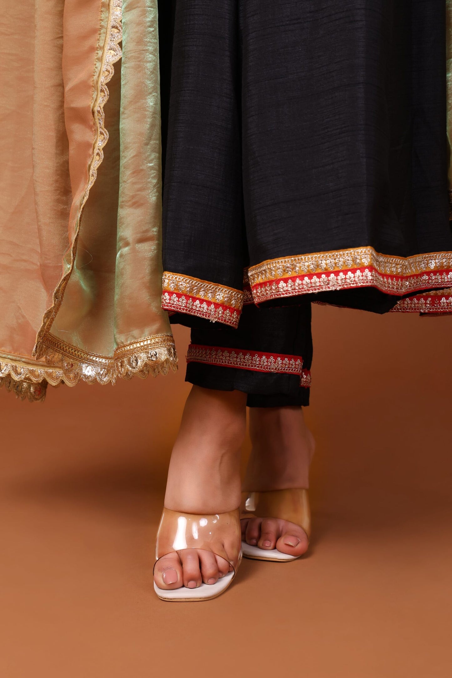 Satin Dupion Anarkali Kurta Set with Dupatta